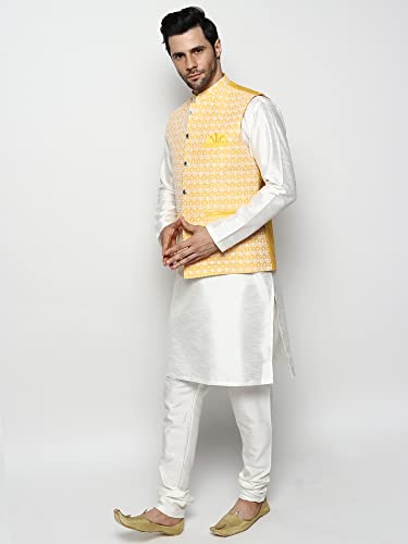 Image of Uri and MacKenzie Men's Silk Blend Kurta Pajama with Designer Ethnic Nehru Jacket /Modi Jacket