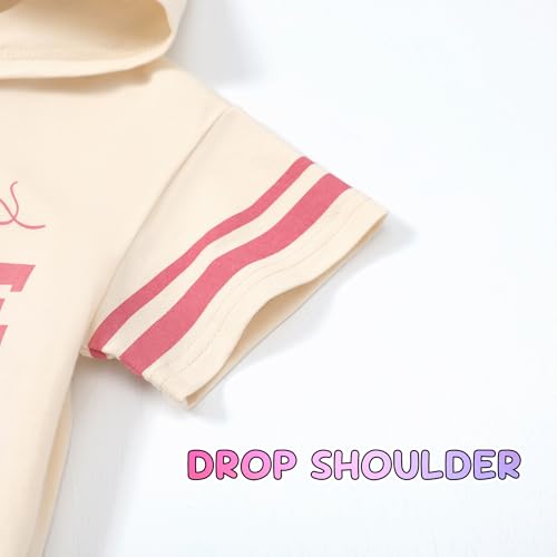 Image of WESIDOM Toddler Girl Clothes Letter Print Drop Shoulder Hoodie Sweatsuits and Short Set 2 Piece Outfit Little Girls Tracksuit