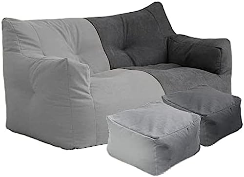 Funda para puf de 4 pies y 2 asientos, funda de sofá de algodón grueso lavable, ahorra espacio, para sala de estar, puf sin relleno