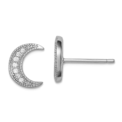 Boucles d'oreilles lune argent 925 et CZ imitation diamant 10 x 8 mm