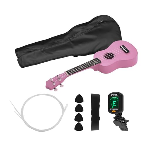 Genérico Ukelele Soprano acústico de 21 Pulgadas, Color Madera de Tilo, con Funda de Transporte,...