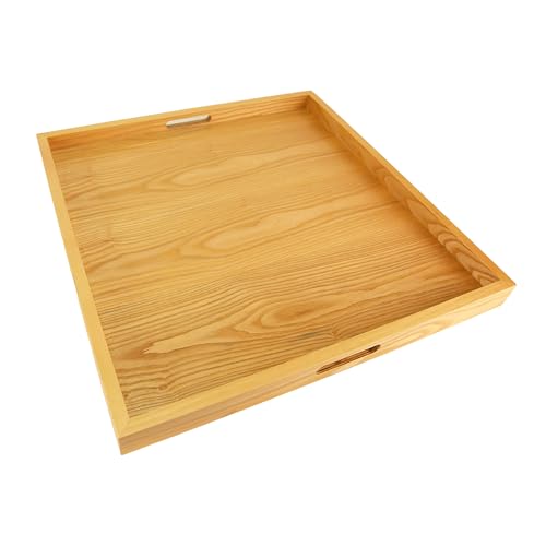 BARsics 24x24 inches Square Oak Wooden Ottoman Tray, Large Living