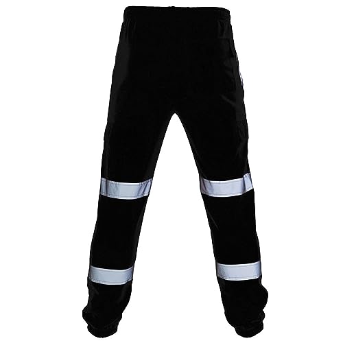 Hi Vis Safety Pants for Men Women Reflective High Visibility Pants Elastic Waist Work Cargo Pants with Pockets2