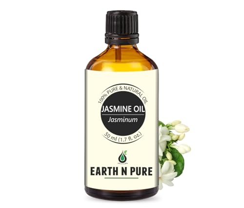 Image of Earth N Pure Jasmine Essential Oil | 100% Pure, Natural & Undiluted | Steam Distilled | Relaxation, Radiant Skin & Nourished Hair | 50ml