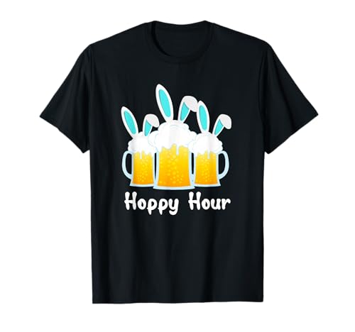 Punny Easter Shirt Happy Bunny Beer Drinking Top Men Women T-Shirt
