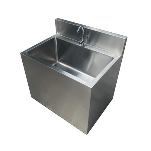 Commercial Mop Sink, Stainless Steel Mop Service Basin, Utility Mop Bucket with Faucet for Balcony Bathroom Kitchen Restaurant Business Outdoor