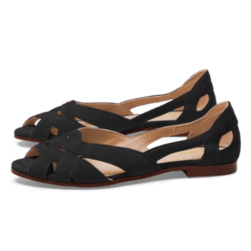 YDN Women Braid Pumps Cutout Sandals Slip On Flats Chunky Low Heels Peep Toe Party Dressy Prom Size 4-16 US2