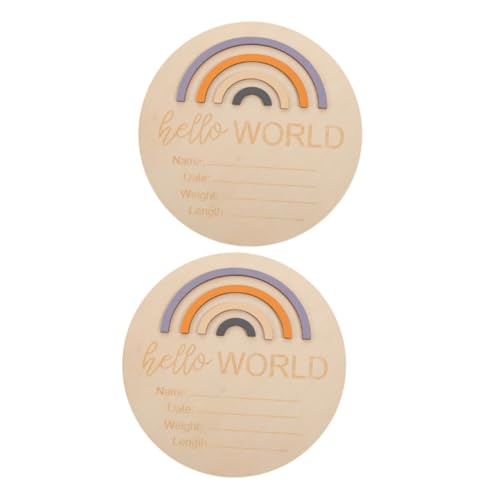 BESPORTBLE 2Pcs Rainbow Name Announcement Signs Newborn Round Milestone Discs for Birth Photography Prop Unique Design