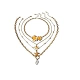 Gargantilla de perlas barrocas de metal con estrella de mar dorada de verano, cadena gruesa y gruesa, multicapa, collar apilado, bohemio, playa, vacaciones, cosas de moda para mujer, one size, Metal