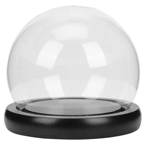 DEARMAMY Campana De Cristal Transparente Con Base Para Flor Eterna 4.9X4.9X4.3 Pulgadas Cubierta De Vidrio Protector Decorativo Para Exhibición Y Protección En Hogar Y Cocina