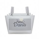 MiwMiw Baby Bolso Talega para Carrito de Bebé Personalizada con Nombre, Bolso Maternal Infantil (Gris)