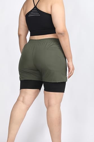 Image of CHKOKKO Gym Shorts for Women Workout Sports Running Quick Dry Fit Double Layer Inner Compression with Pockets Breathable Lightweight Wear