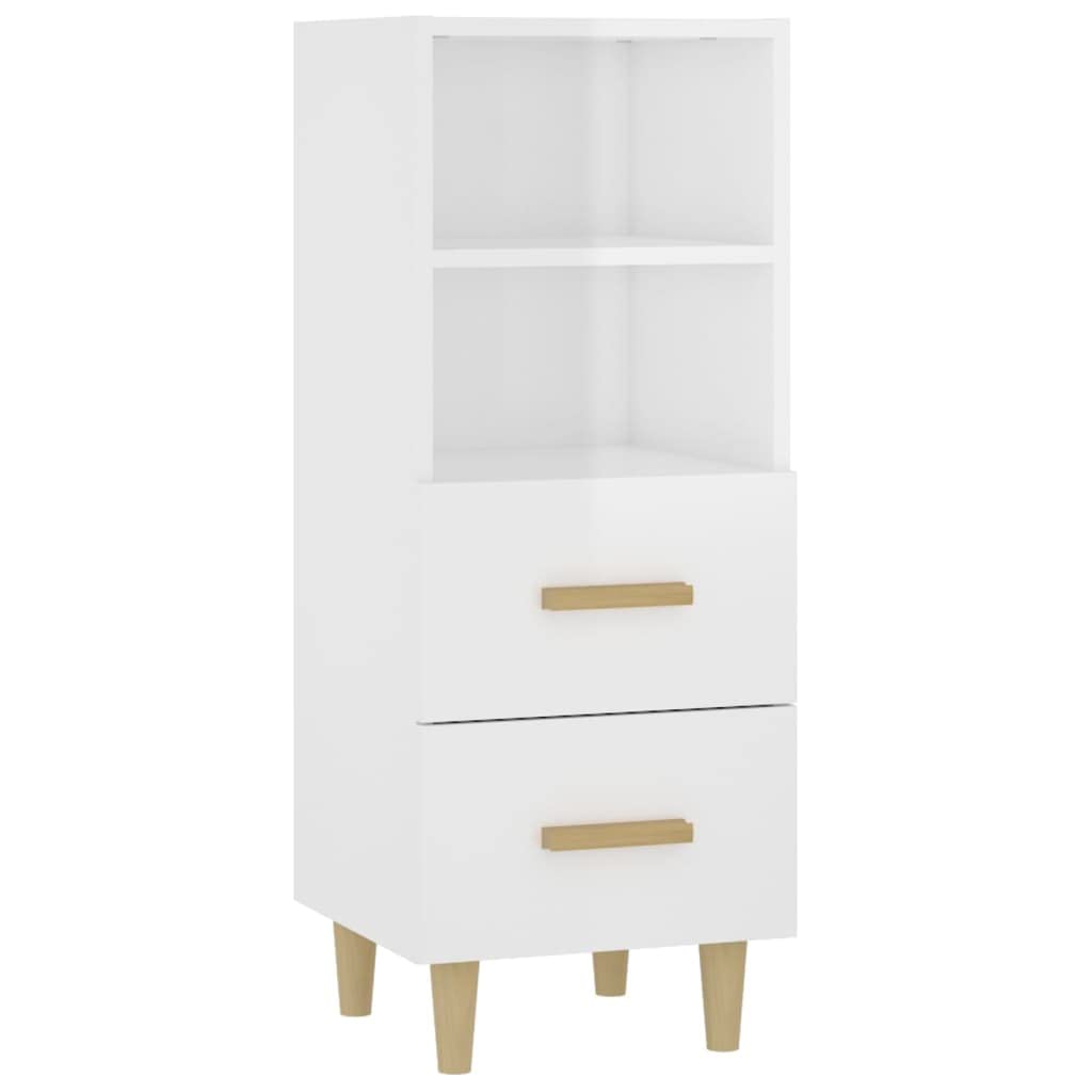 vidaXL Buffet Armoire Latérale Meuble de Rangement Organisateur de Maison Salon Salle de Séjour Blanc Brillant 34,5x34x90 cm Bois d'Ingénierie