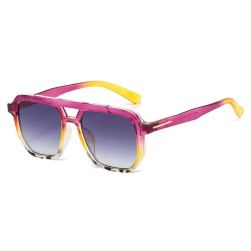 Lunettes de soleil femme léopard rétro grande monture dégradée anti-fatigue