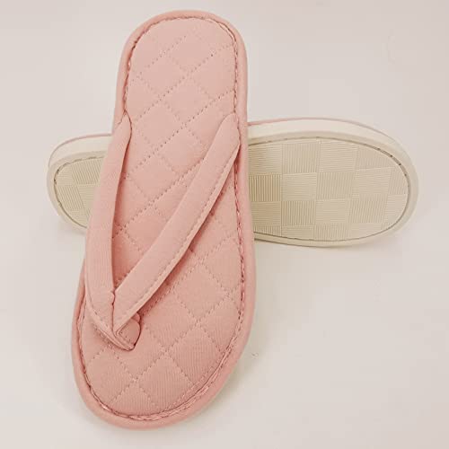 Ofoot Women's Cozy Cotton Spa Thong Flip Flops House Slippers,Thick Memory Foam Open Toe Slip On Indoor Shoes #TOP2
