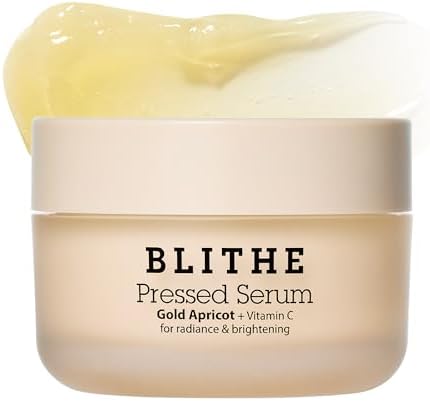 BLITHE Pressed Serum Gold Apricot | Glow Serum for Face | Glass Skin Korean Skincare & Face Moisturizer for Dry Skin, 1.68 fl oz