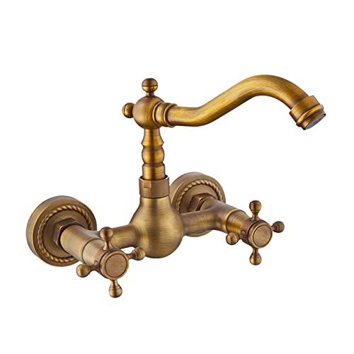 Robinet de cuisine et de salle de bain vintage en laiton à double poignée
