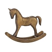 Fenteer Wooden Rocking Horse Statue, Vintage Horse Sculpture Desktop Ornament, Versatile Decorative Figurine for Home Cabinet Table Centerpiece Shelf, Style A Bronze
