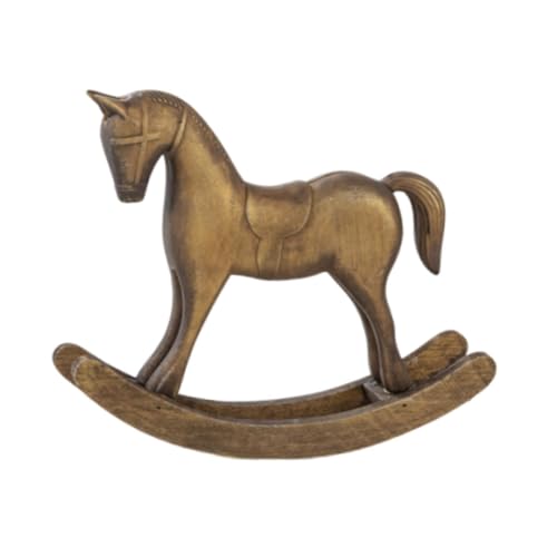 Fenteer Wooden Rocking Horse Statue, Vintage Horse Sculpture Desktop Ornament, Versatile Decorative Figurine for Home Cabinet Table Centerpiece Shelf,...
