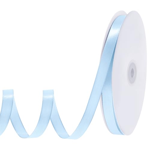 woric 120 Yards Blue Ribbon 3/8 Inch Light Baby Blue Ribbon Thin Crafts Satin Ribbons for Graduation Baby Shower Hair Bows Balloon Decorations Flower Bouquet Cake Wedding Gifts Basket