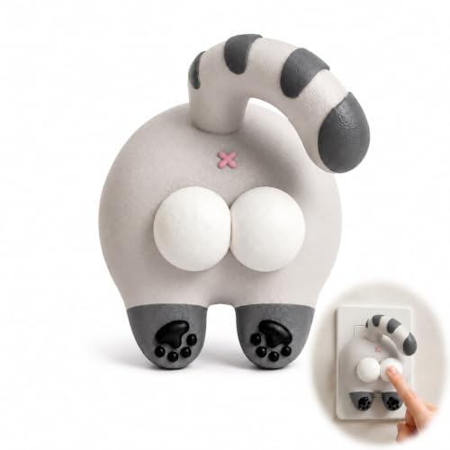 MYIHUIHUI Funny Cat Butt Light Switch Cover, 3D Double Rocker Wall Plate
