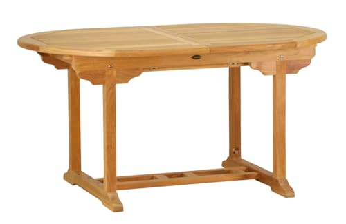 Kai Wiechmann Kai Wiechmann Gartentisch Teak ausziehbar ovaler Tisch Garten Terrasse Massivholz Ausziehtisch 180 x 100 cm Premium wetterfest