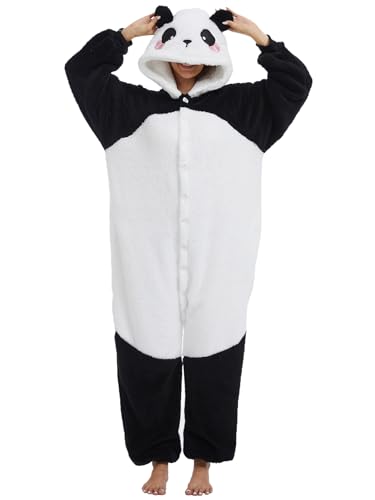 LATH.PIN Pijama unissexo para adulto com design de panda, fantasia de animal para cosplay, Halloween e Carnaval, para inverno, panda, M