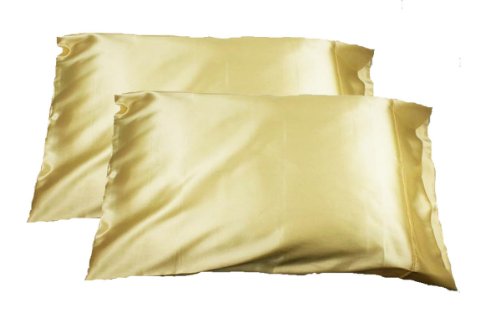 LJL Design 2pc New Queen/Standard Silk~y Satin Pillow Case Multiple Colors (Ivory)