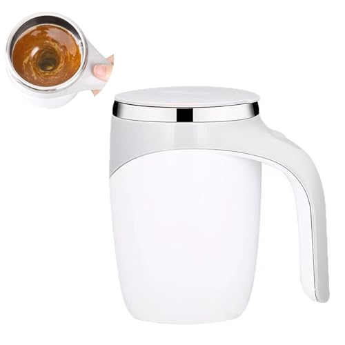 Automatic Stirring Mug,Rechargeable Automatic Magnetic Stirring Coffee Mug,Suitable for Stirring Coffee, Milk, Protein Powder, Cocoa, Tea, Beverage and So On at Home, Office, Traveling (White)
