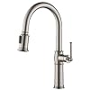 KRAUS Sellette Traditional Spot Free Stainless Steel Single Handle Pull Down Kitchen Faucet with Deck Plate KPF 1682SFS