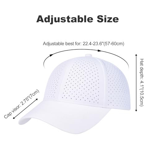 Image of FEINION Men Summer Adjustable Performance Hat Breathable Snapback Laser Perforated Mesh Baseball Cap