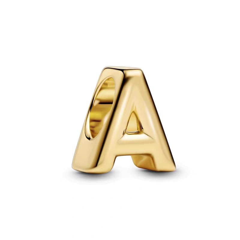 Anduonie Charms Buchstabe Gold Charm Anhänger Silber 925 für Armbänder Red charm anhänger beads charms kompatibel mit europäischen Armbändern und Halskette für Frauen (Golden A)