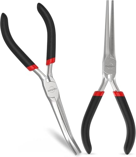 Needle Nose Pliers 2 PCs 6 Inch - Heavy Duty Carbon Steel, Insulated, Non-Serrated, Long Nose Pliers with PVC Coating & Rust Proof Finish