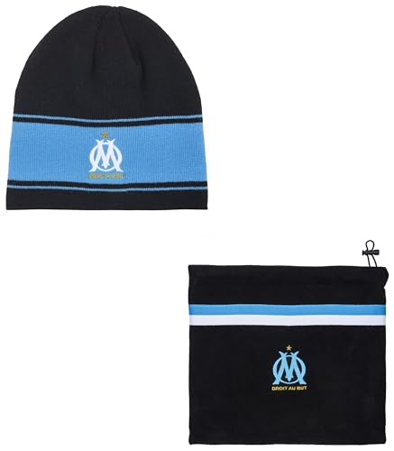 Bonnet et cache cou OM Olympique de Marseille en coffret cadeau officiel bleu
