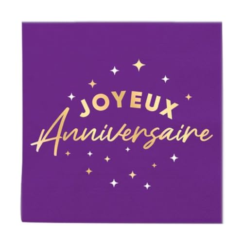 SV SURPRISEZ-VOUS - 24 SERVIETTES PAPIER ANNIVERSAIRE 33CM VIOLET