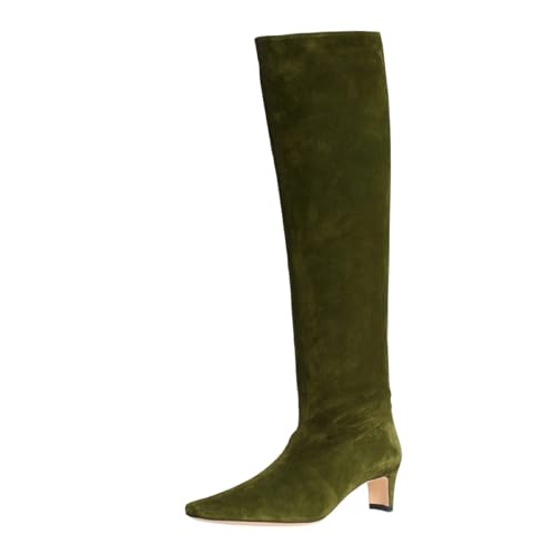 miss left Women Comfortable Low Heel Pull on Knee High Boots Stylish Square Toe Winter Party Fashion Long Boots Size 4-16 US