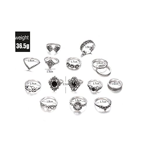 15 Pz/Set Retrò Finger Ring Set Moda Bohemian