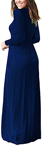Image of AUSELILY Women's Classic Long Sleeve Dress Loose Plain Long Casual Maxi Dresses with Pockets 2026
