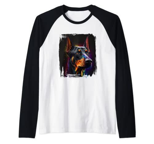 Dobermann propietario diseño artístico con un Doberman Camiseta Manga Raglan