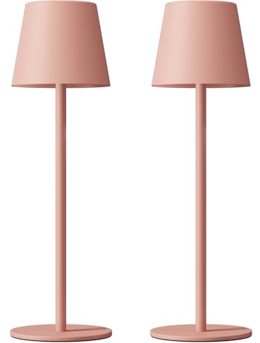 Image of Kakanuo Cordless Table Lamp Rechargeable Pink - KK 2 Pack 5000mAH Battery Operated Lamp for Counter, 3 Color Stepless Dimming Wireless Lamp for Dining Kitchen, Outdoor Patio, Touch Control