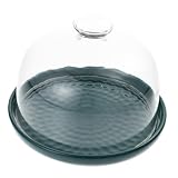 TOYANDONA Bandeja para Postres y Pan Tapa de Vidrio Verde Soporte para Tartas y Exhibidor de Bollería para Eventos y Repostería Elegante