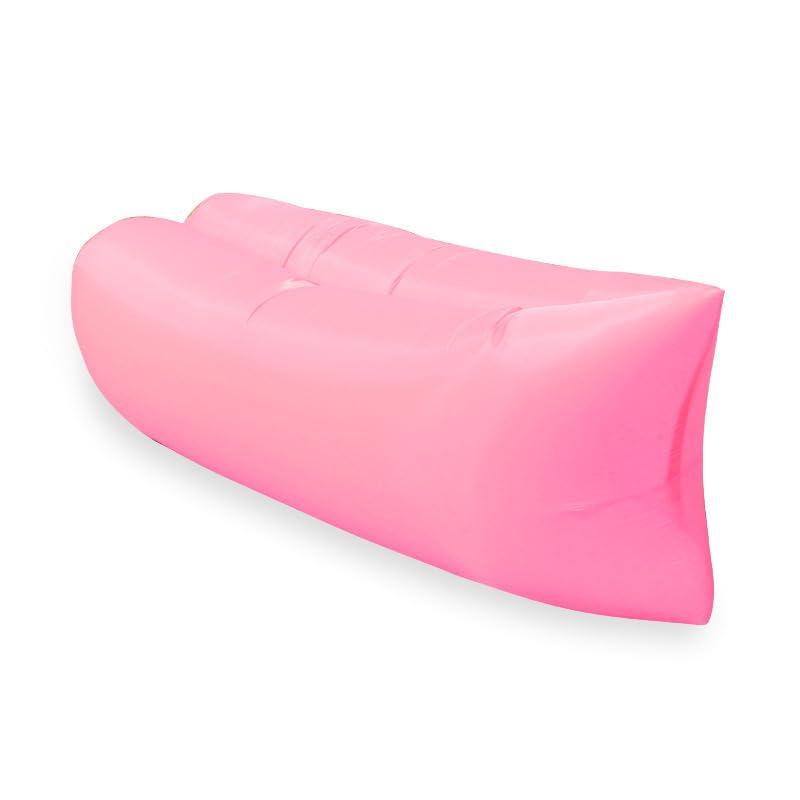 Lazy Outdoor Inflatable Sofa Air Bed Lounger, Quick Inflation, Waterproof & Durable, Portable Camping Beach Hangout Sack for Adults (Pink)