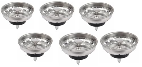 Kratos Kitchen Sink Strainer Combo Basket Replacement - 3 1/2" Diameter, Stainless Steel - 6/Pack