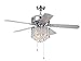 Warehouse of Tiffany CFL-8316CH Deidor 5-Blade 52-inch Chrome 3-Light Crystal Chandelier Ceiling Fan, Silver