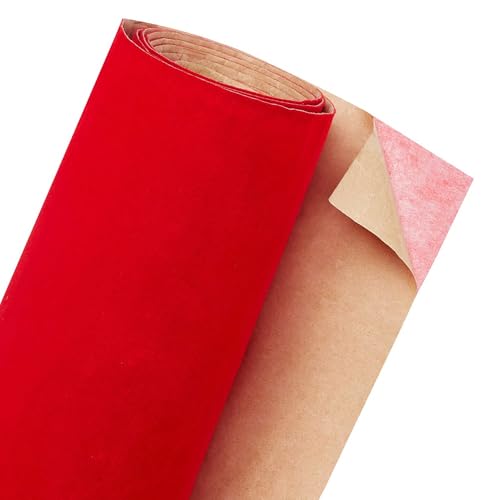 Tissu floqué autocollant rouge anti-rayure feutrine tiroir 45 cm
