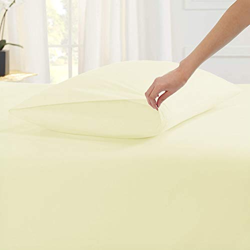 Image of YRM Bedding's Ivory 600-TC Oraganic Cotton Flat Bedsheet King Size (102 inchx108 inch) with Pillow Covers (18 inchx28 inch)
