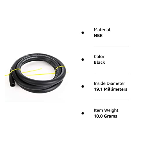 Ac Performance Black -12 An Nbr Push On Hose Fuel Line Engine Liner Compatible With Fuel System, E85, E10, Ethanol, Oils, Lubricants And Coolant (2 Feet, An12, 3/4 Id) #TOP1