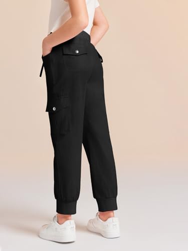Haloumoning Girls Drawstring Cargo Jogger Pants Kids Quick Dry Slim Fit Sweatpants with Pockets 5-14Years4