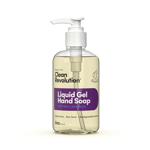 Image of Clean Revolution Liquid Gel Hand Soap, Silky Rich Liquid, Quick Lather, Fast Rinsing, Contains Real Essential Oils (Natural Lavender) 8 Fl Oz (Pack of 6)