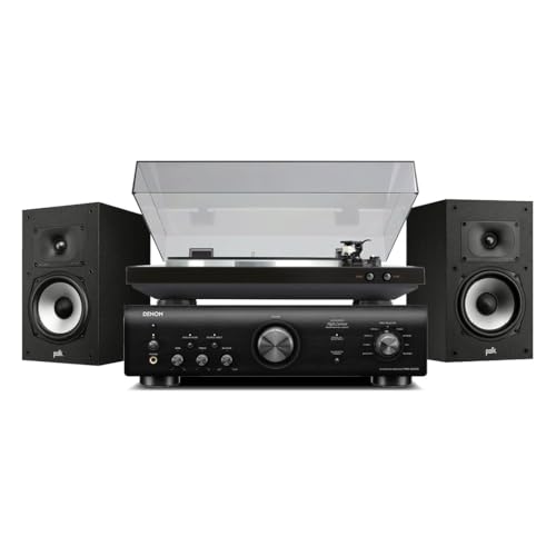 Hi Fi System | Denon PMA-600NE & DP-300F, Polk Audio MXT20 Bundle | 2 x 45W Amp with Phono Stage, Bluetooth, Sub Out, Auto Turntable with Built-in Pre-amp, 6.5” Bookshelf Speakers, Hi-Res Audio